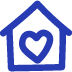 Simple Home with Heart Icon Blue