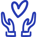 Hands Holding Heart Extra Large Blue