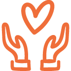 Hands Holding Heart Extra Large Orange