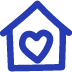 Simple Home with Heart Large Blue