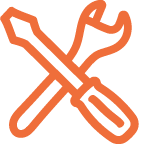 Spanner and Screwdriver Icon Extra Large Orange